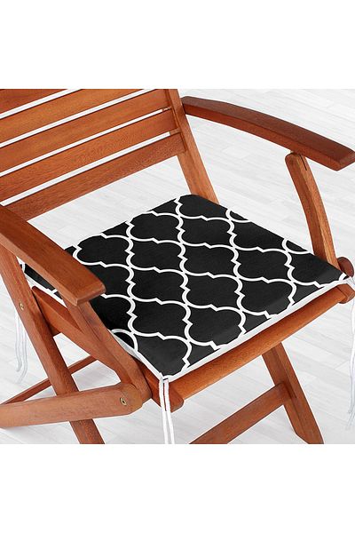 Realhomes Black Ogea Patterned Zippered Chair Cushion
