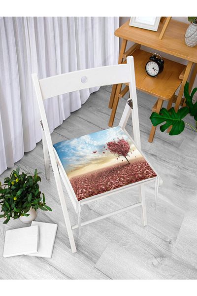 Realhomes Autumn Leaves Motif Digital Printed Modern Zippered Chair Cushion