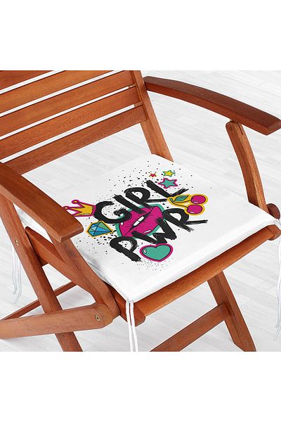 Realhomes Lip Digital Printed Girl Power Zippered Chair Cushion