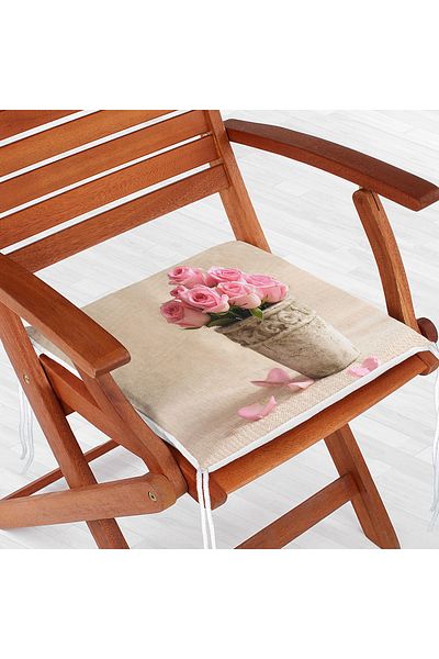 Realhomes Flower Basket Pattern Digital Printed Zippered Chair Cushion