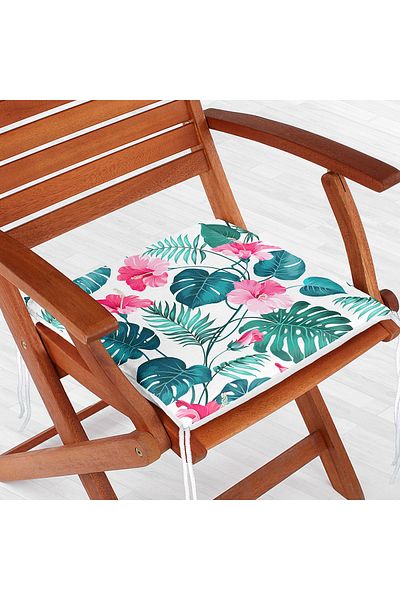 Realhomes Modern Leaf Patterned Digital Printed Zippered Chair Cushion