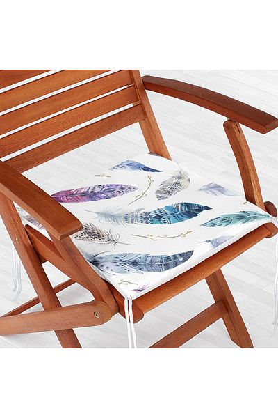 Realhomes Colorful Feather Figured Digital Printed Zippered Chair Cushion