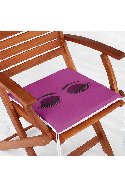 Realhomes Zippered Chair Cushion with Eyelash Motif on Purple Floor