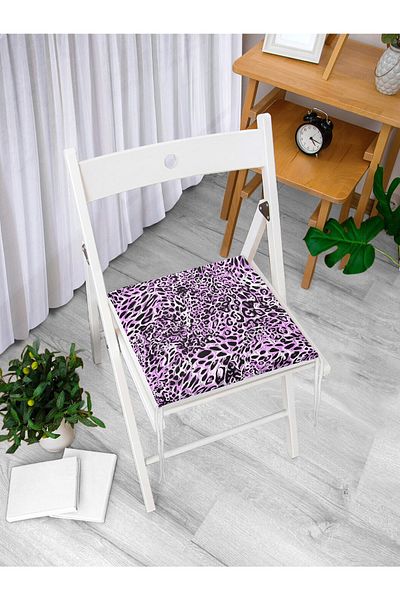 Realhomes Purple Leopard Pattern Special Design Digital Printed Modern Zippered Chair Cushion