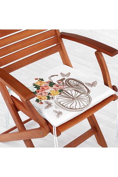 Realhomes Modern Bicycle Patterned Decorati Square Zippered Chair Cushion
