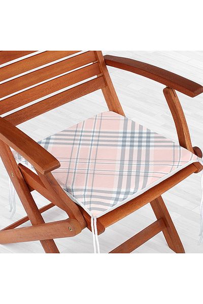 Realhomes Pink Floor Plaid Patterned Special Design Zippered Chair Cushion