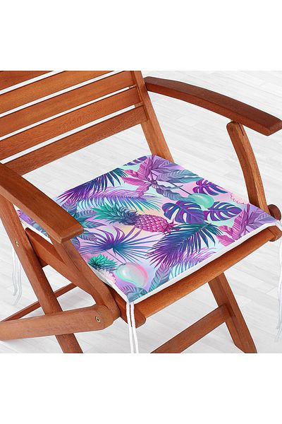 Realhomes Tropical Objects on Blue Background Modern Zippered Chair Cushion