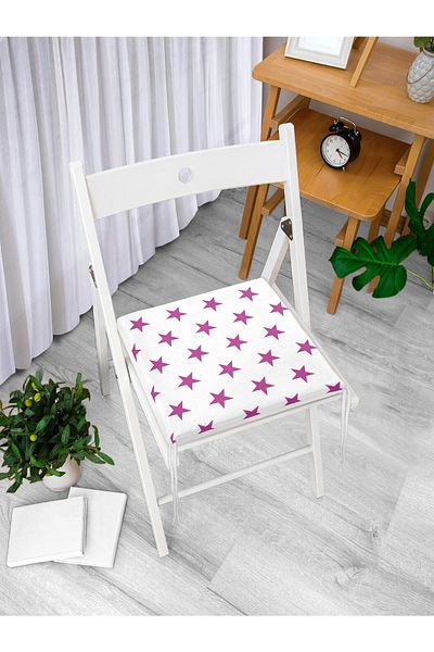 Realhomes Star Patterned Lilac Chair Cushion - Digital Printed and Zippered