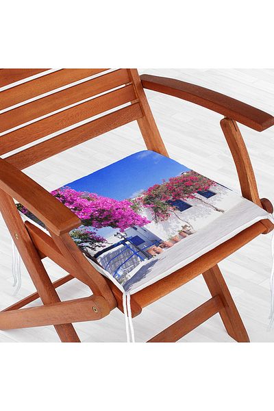 Realhomes Purple Ivy Patterned Digital Printed Zippered Chair Cushion