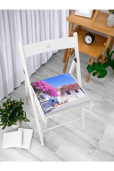 Realhomes Purple Ivy Patterned Digital Printed Zippered Chair Cushion