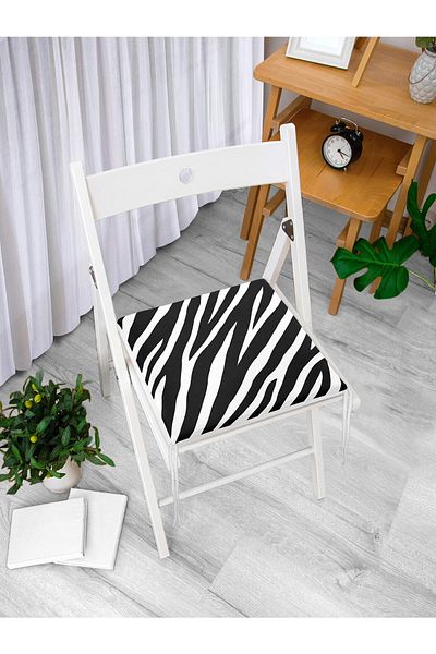 Realhomes Zebra Skin Patterned Digital Printed Modern Zippered Chair Cushion
