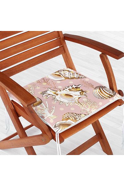 Realhomes Sea Shells on Pink Background Modern Zippered Chair Cushion