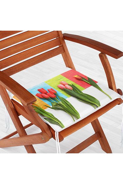 Realhomes Tulip Patterned Digital Printed Zippered Chair Cushion