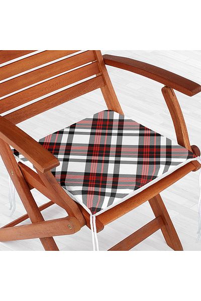 Realhomes Red Black Cross Plaid Patterned Zippered Chair Cushion