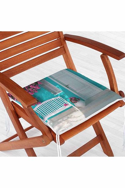 Realhomes Blue Garden Digital Printed Zippered Chair Cushion