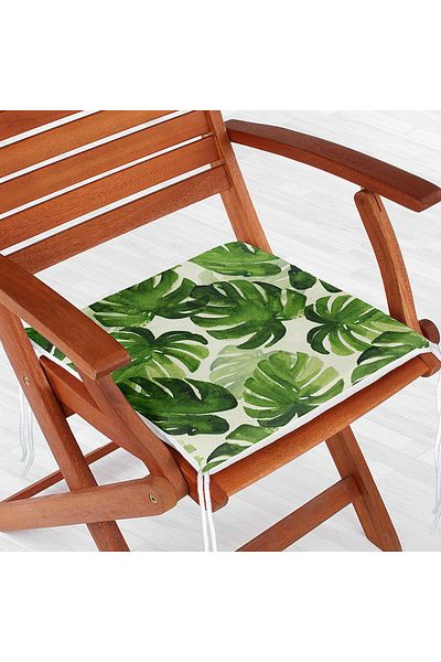 Realhomes Special Design Zippered Chair Cushion with Watercolor Lily Leaves Drawing