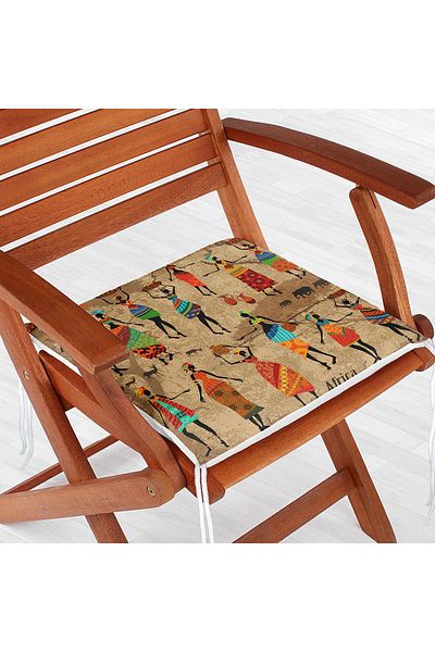 Realhomes African Ethnic Patterned Digital Printed Modern Zippered Chair Cushion