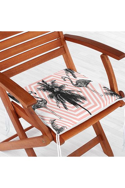 Realhomes Flamingo Patterned Digital Printed Zippered Chair Cushion
