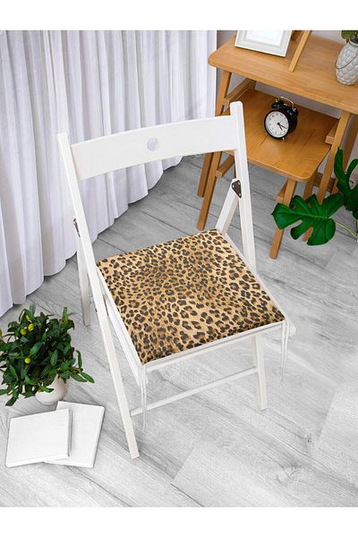 Realhomes Leopard Patterned Digital Printed Zippered Chair Cushion