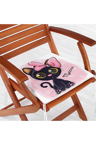 Realhomes Cute Cat Digital Printed Zippered Chair Cushion