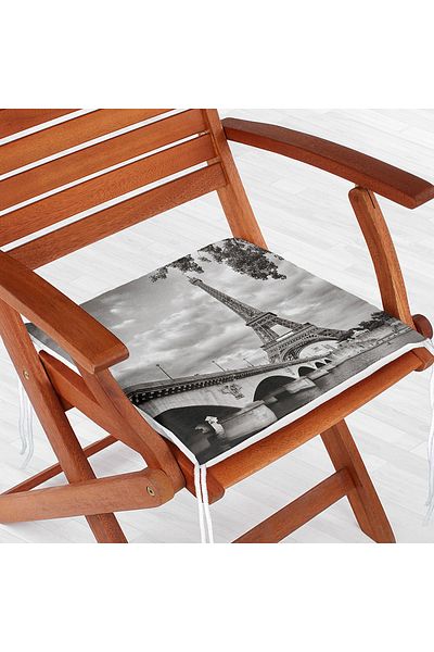 Realhomes Eiffel Tower Digital Printed Zippered Chair Cushion