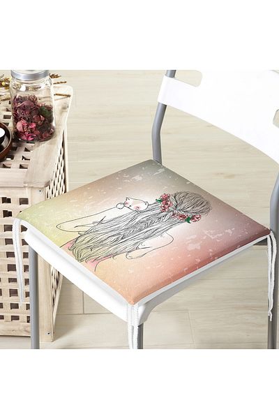 Realhomes Fashion Girl Digital Printed Modern Zippered Chair Cushion