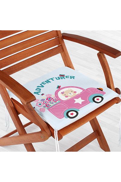 Realhomes Digital Printed Modern Zippered Chair Cushion with Pink Intermittent Cat Figure
