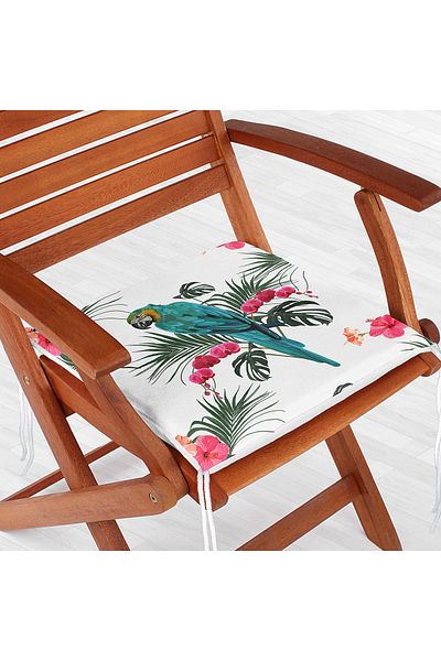 Realhomes Blue Parrot Digital Printed Zippered Chair Cushion