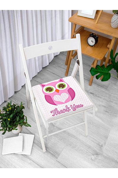 Realhomes Cute Owl Figured Special Design Digital Printed Zippered Chair Cushion