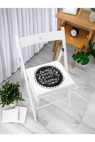 Realhomes Home Sweet Home Written Special Designed Digital Printed Modern Zippered Chair Cushion