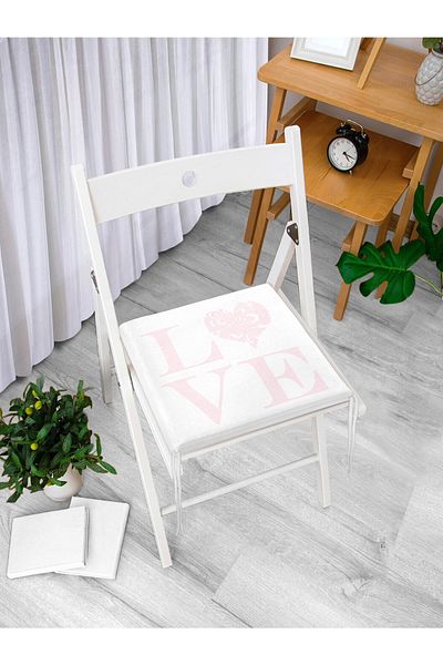 Realhomes Love Themed Digital Printed Zippered Chair Cushion