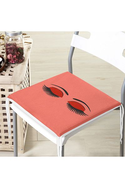 Realhomes Puppy Color Zippered Chair Cushion with Eyelash Motif on the Floor