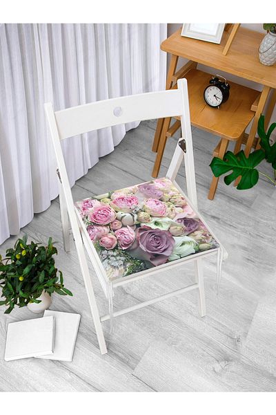 Realhomes Pink Roses Digital Printed Zippered Chair Cushion
