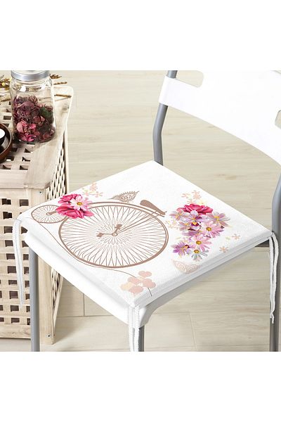 Realhomes Modern Bicycle Patterned Digital Printed Zippered Chair Cushion