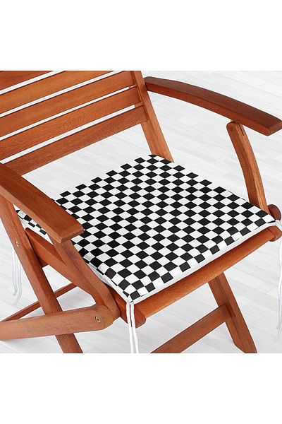 Realhomes Black and White Plaid Patterned Zippered Chair Cushion