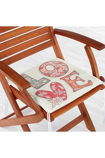 Realhomes Love Themed Digital Printed Zippered Chair Cushion
