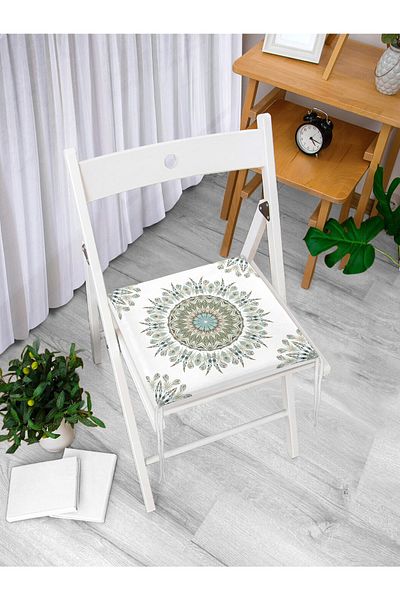 Realhomes Modern Damask Patterned Digital Printed Zippered Chair Cushion