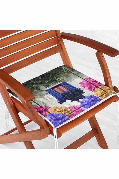 Realhomes Flower Window Digital Printed Modern Zippered Chair Cushion