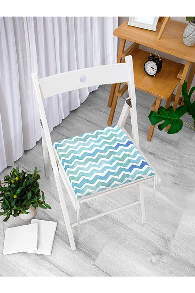 Realhomes Water Painted Zigzag Patterned Digital Printed Zippered Chair Cushion