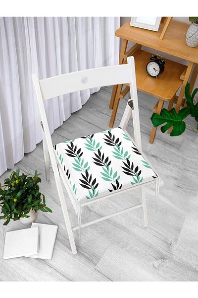 Realhomes Digital Printed Modern Zippered Chair Cushion with Colorful Leaf Motif