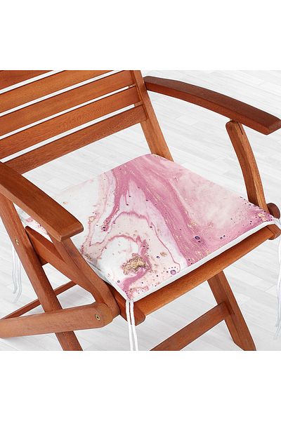 Realhomes Pink and White Marble Patterned Digital Printed Zippered Chair Cushion