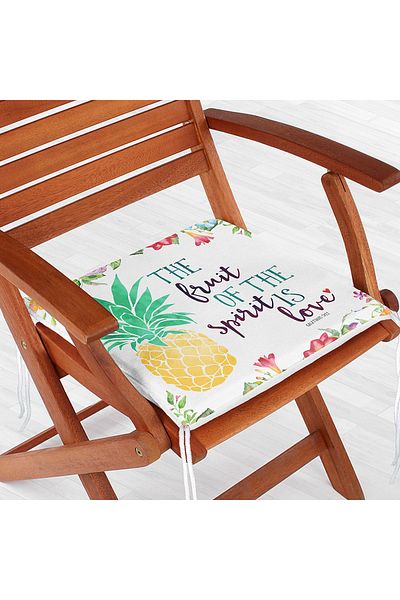 Realhomes Pineapple And Flower Patterned Digital Printed Zippered Chair Cushion