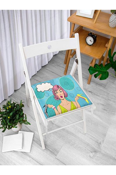 Realhomes Pop Art Digital Printed Zippered Chair Cushion