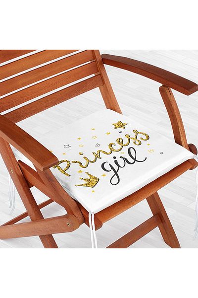 Realhomes Princess Girl Text Patterned Digital Modern Zippered Chair Cushion