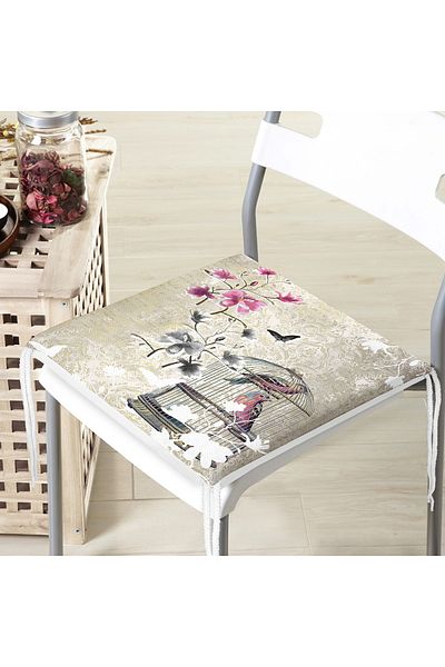 Realhomes Bird Patterned Digital Printed Zippered Chair Cushion