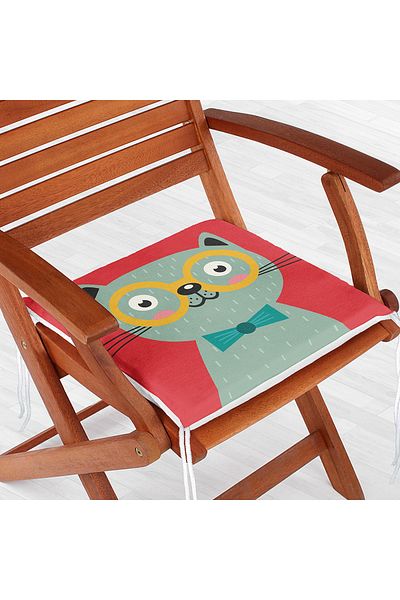 Realhomes Colorful Cat Digital Printed Modern Zippered Chair Cushion