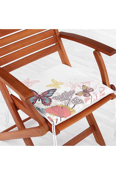 Realhomes Special Design Colorful Butterfly Patterned Digital Printed Zippered Chair Cushion