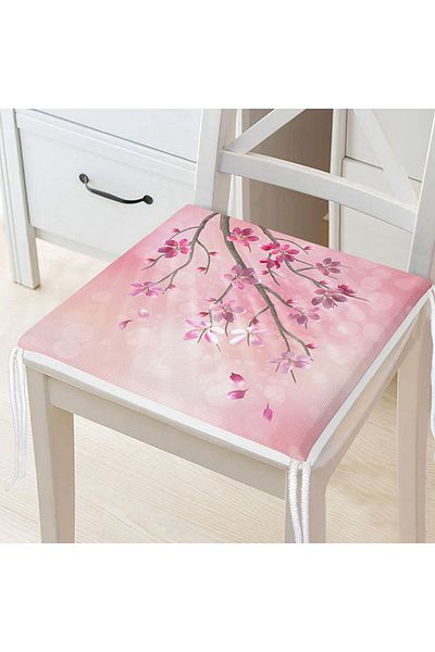 Realhomes Flower Patterned Digital Printed Zippered Chair Cushion
