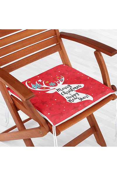 Realhomes Merry Christmas Deer Patterned Zippered Chair Cushion