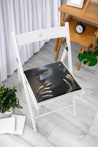 Realhomes African Gold Women's Special Design Zippered Chair Cushion